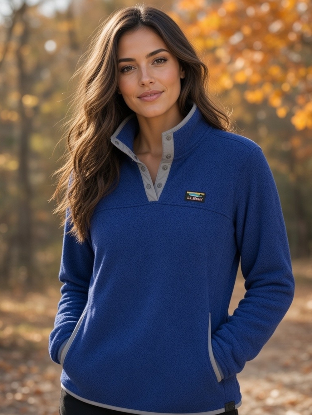 L.L. Bean Royal Blue Fleece Snap Pullover Size 1X